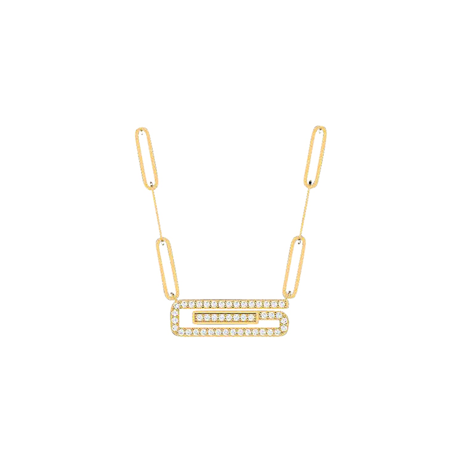 18K Gold and Diamonds Paperclip Necklace Matira