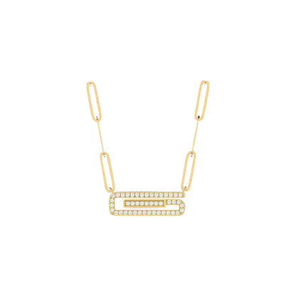 18K Gold and Diamonds Paperclip Necklace Matira