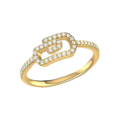 18K Gold and Diamonds Paperclip Ring Elegance