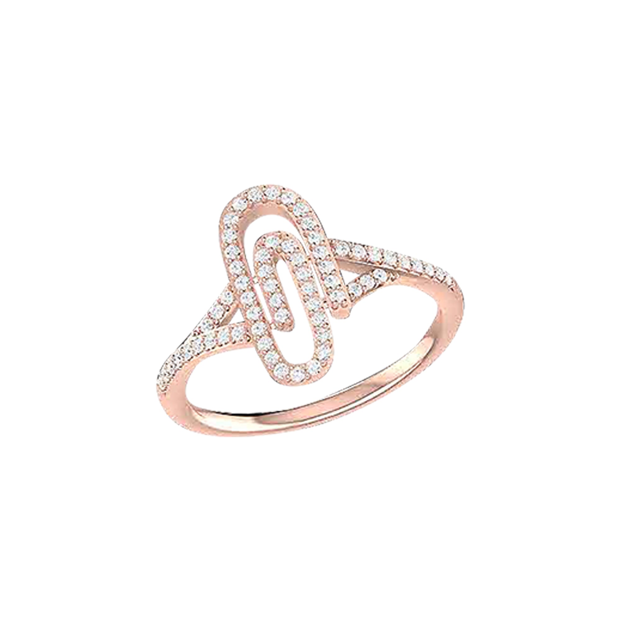 18K Gold and Diamonds Paperclip Ring