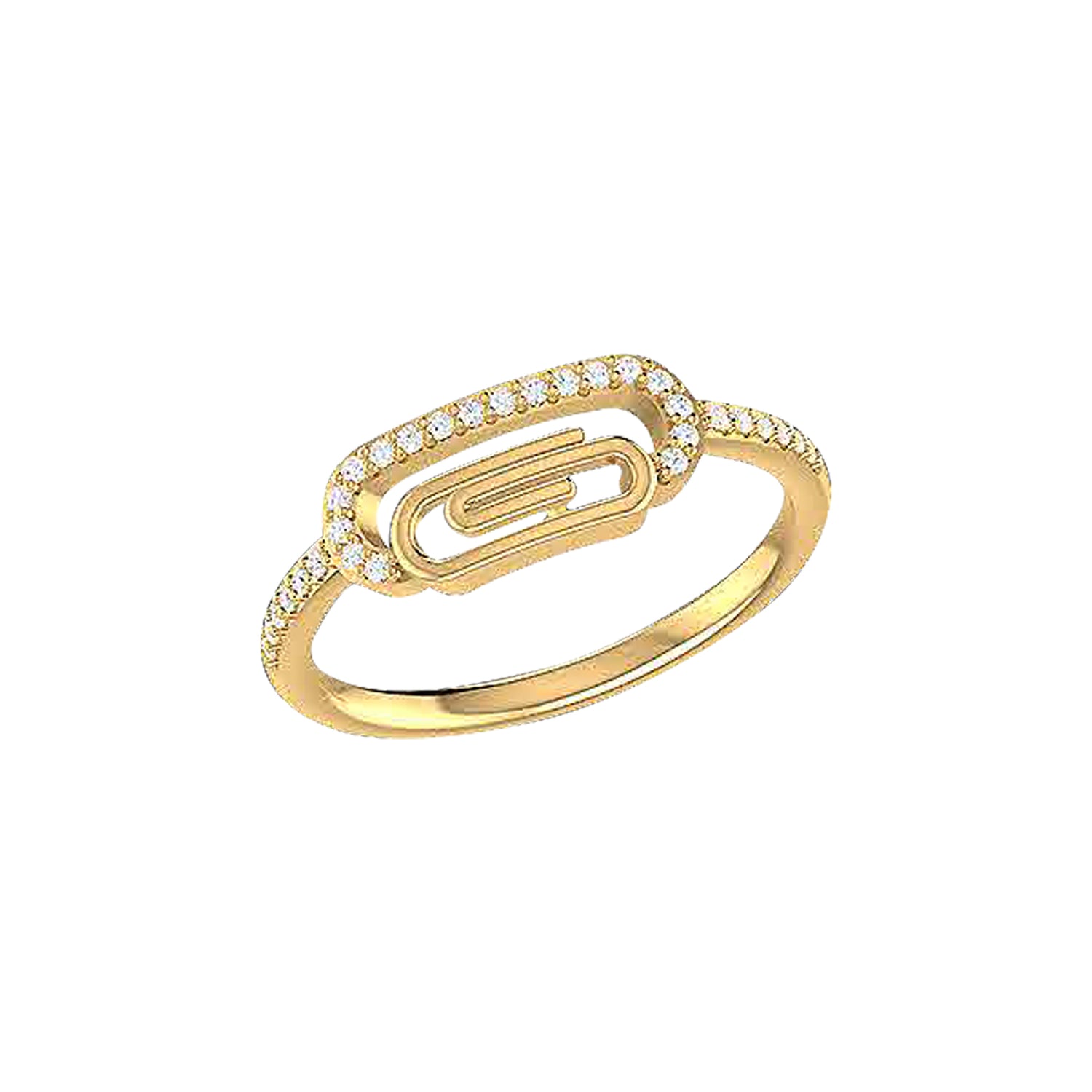 18K Gold and Diamonds Paperclip Ring Timeless