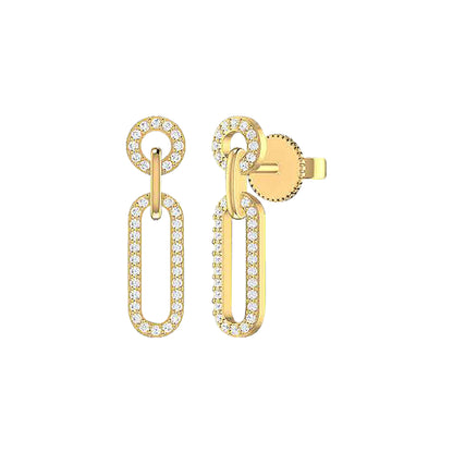 18K Gold and Diamonds Paperclip Earrings Flamenco