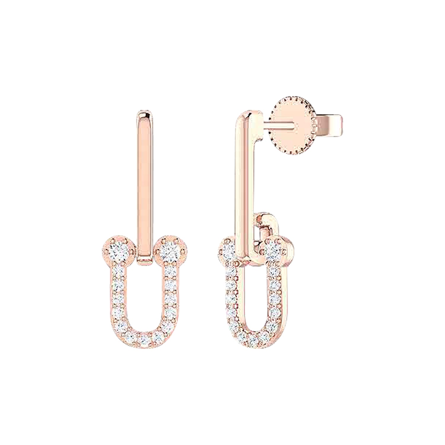18K Gold and Diamonds Paperclip  5th Avenue Earrings
