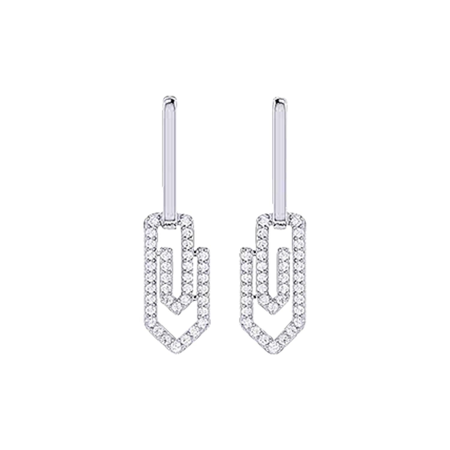 18K Gold and Diamonds Paperclip Earrings