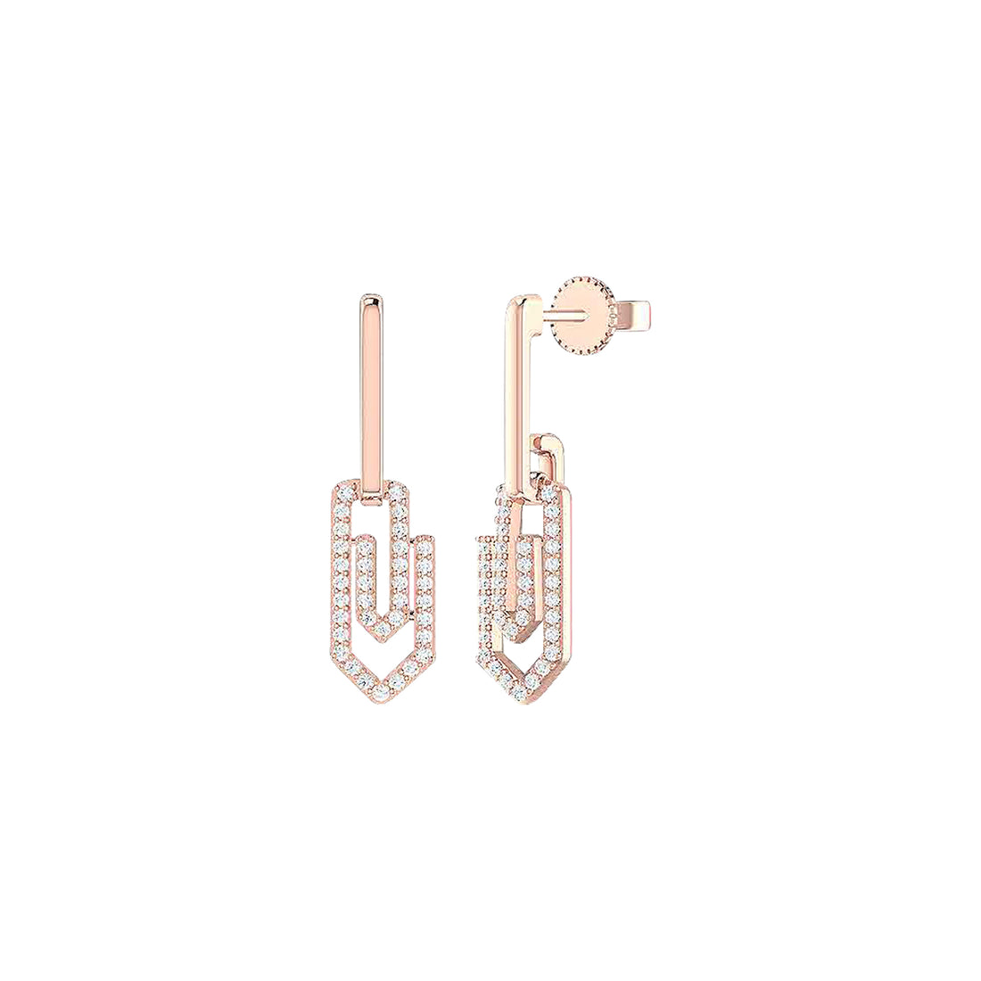 18K Gold and Diamonds Paperclip Earrings