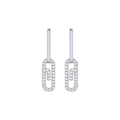 18K Gold and Diamonds Paperclip Hawaii Earrings