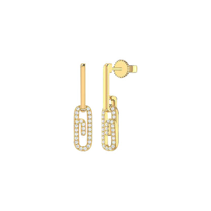 18K Gold and Diamonds Paperclip Hawaii Earrings