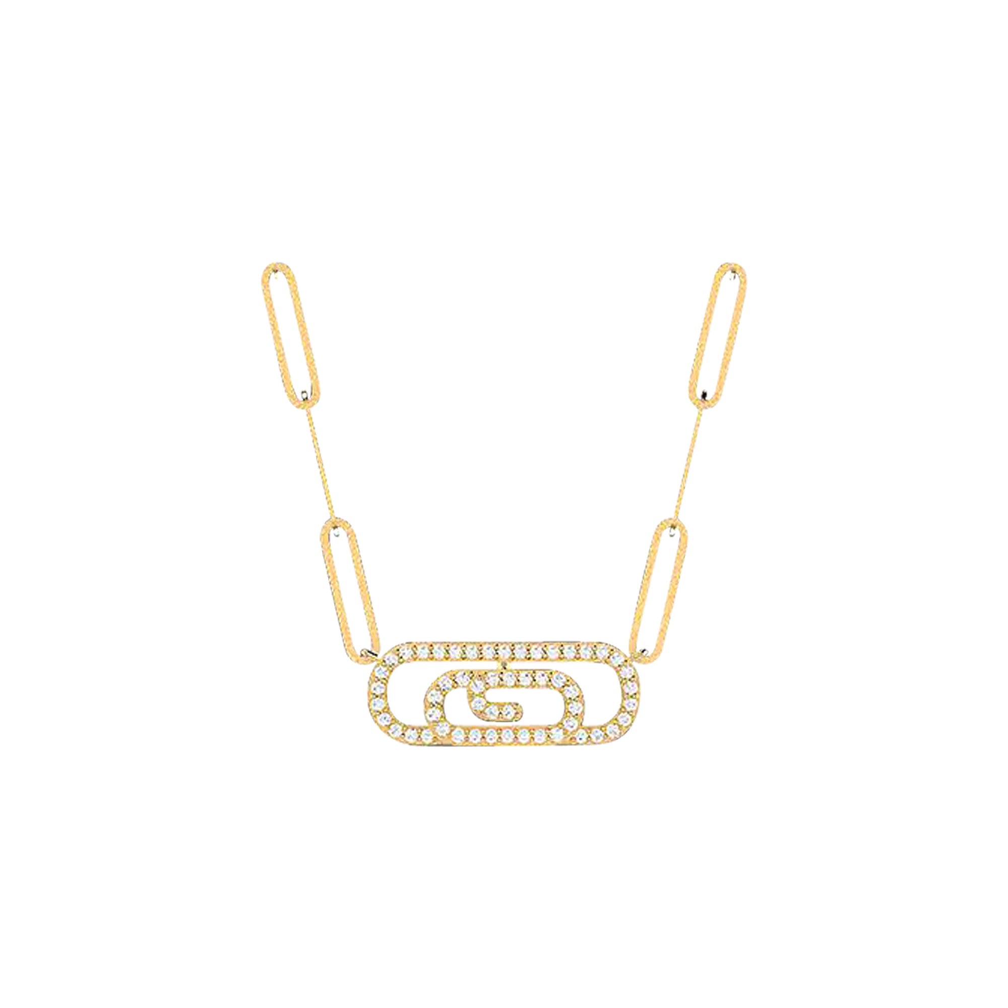 18K Gold and Diamonds Paperclip Caicos Necklace
