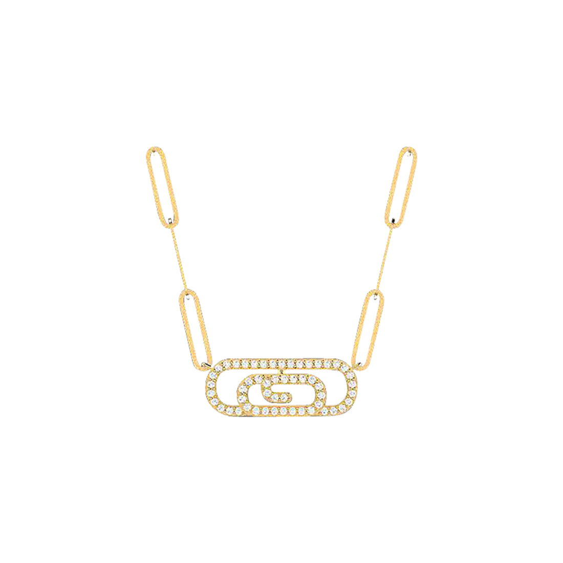 18K Gold and Diamonds Paperclip Caicos Necklace