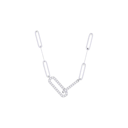 18K Gold and Diamonds Paperclip Necklace Amour