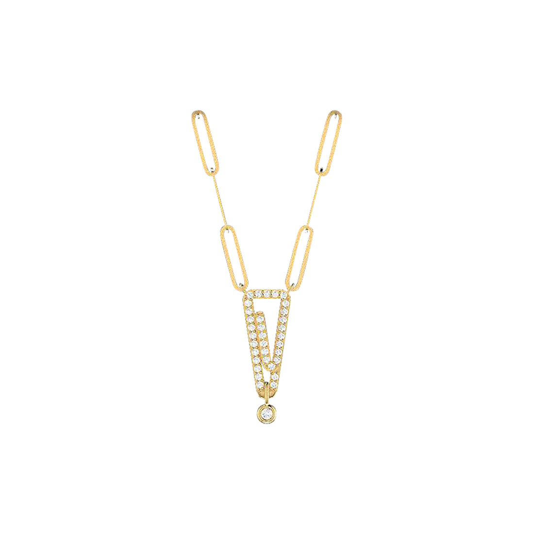 18K Gold and Diamonds Paperclip Necklace Culebra