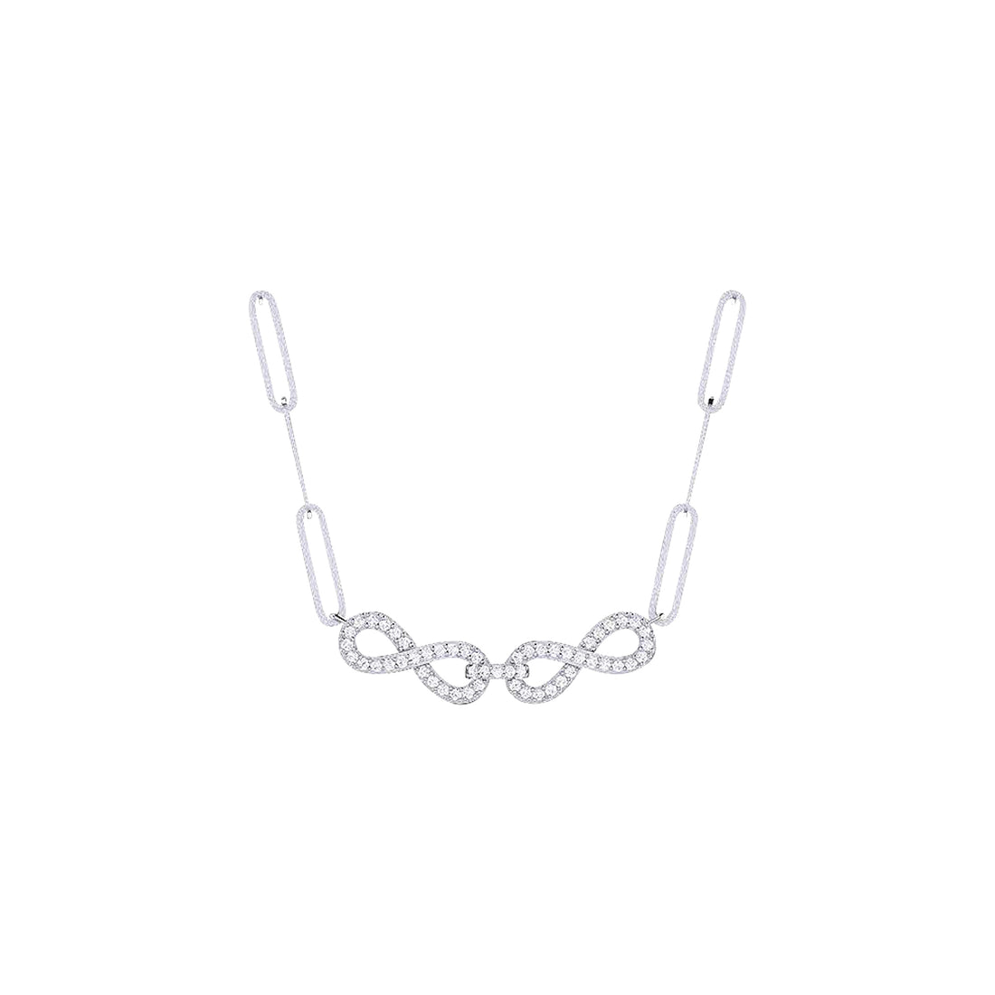 18K Gold and Diamonds Paperclip Necklace Infinity