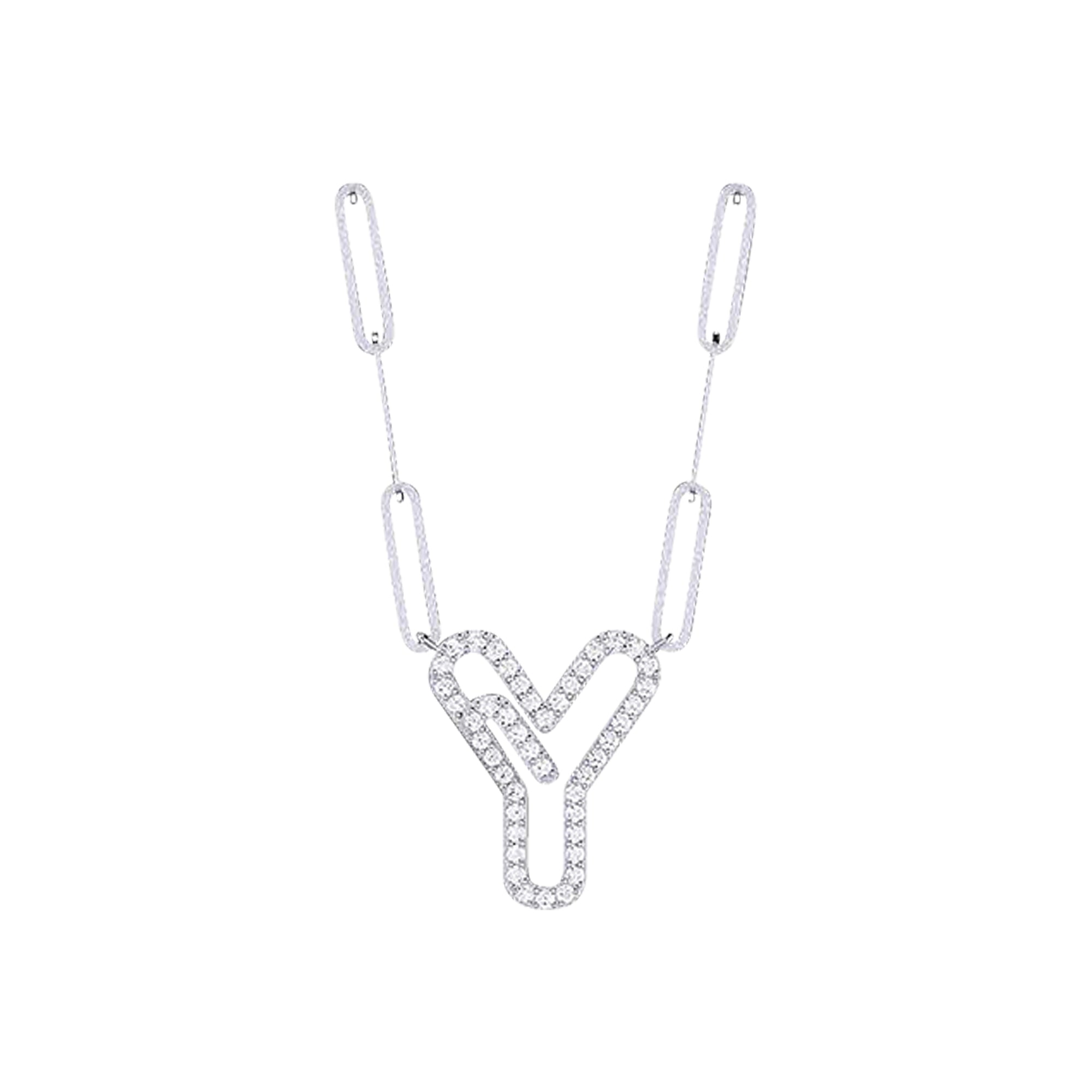 18K Gold and Diamonds Initial Paperclip Necklace
