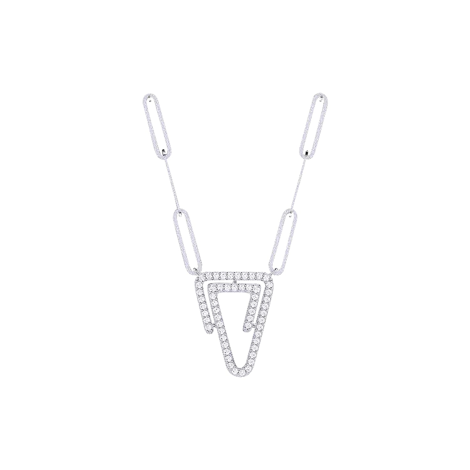 18K Gold and Diamonds Paperclip Necklace Navagio
