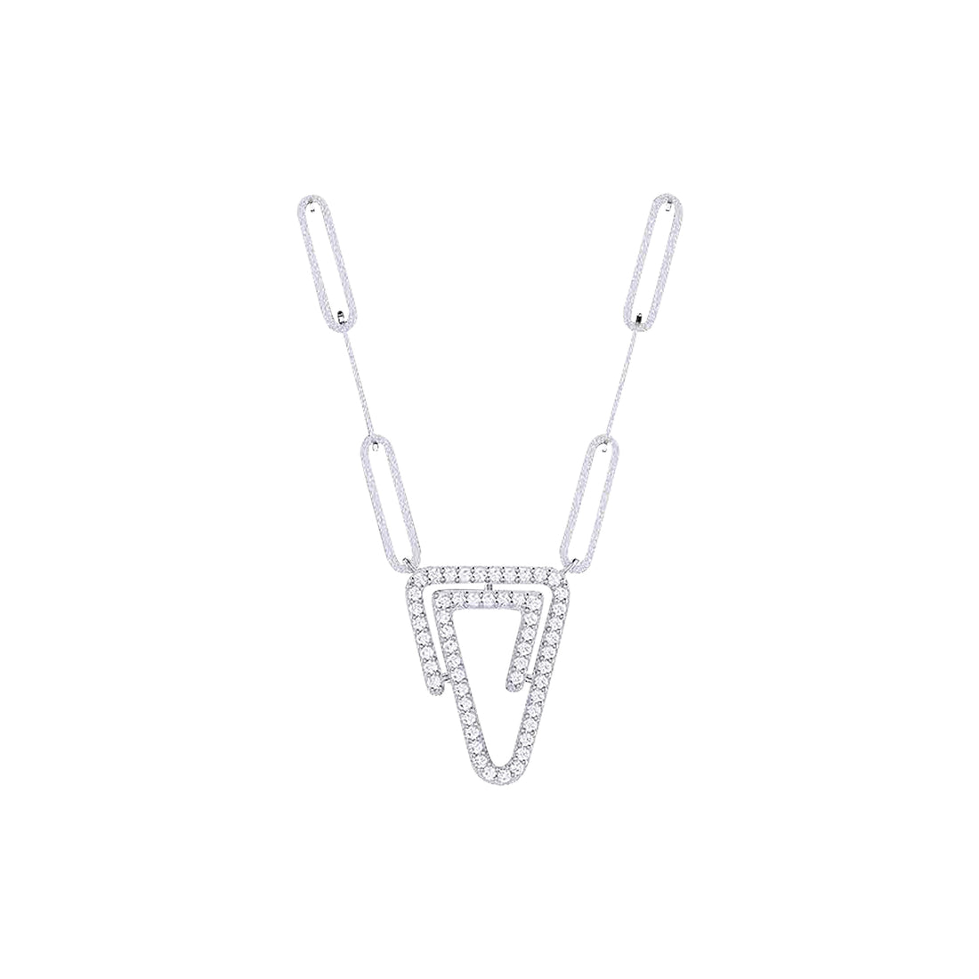 18K Gold and Diamonds Paperclip Necklace Navagio