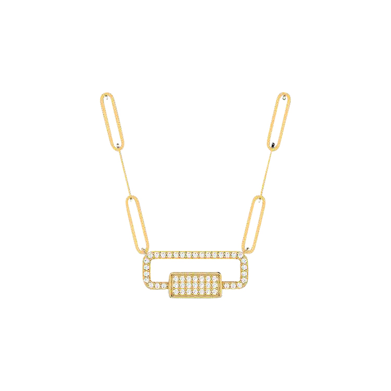 18K Gold and Diamonds Paperclip Necklace Maldives