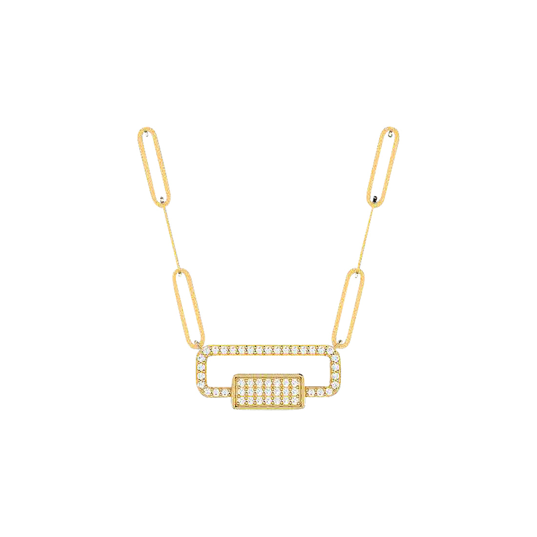 18K Gold and Diamonds Paperclip Necklace Maldives