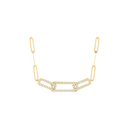 18K Gold and Diamonds Long Paperclip Necklace | El Nido