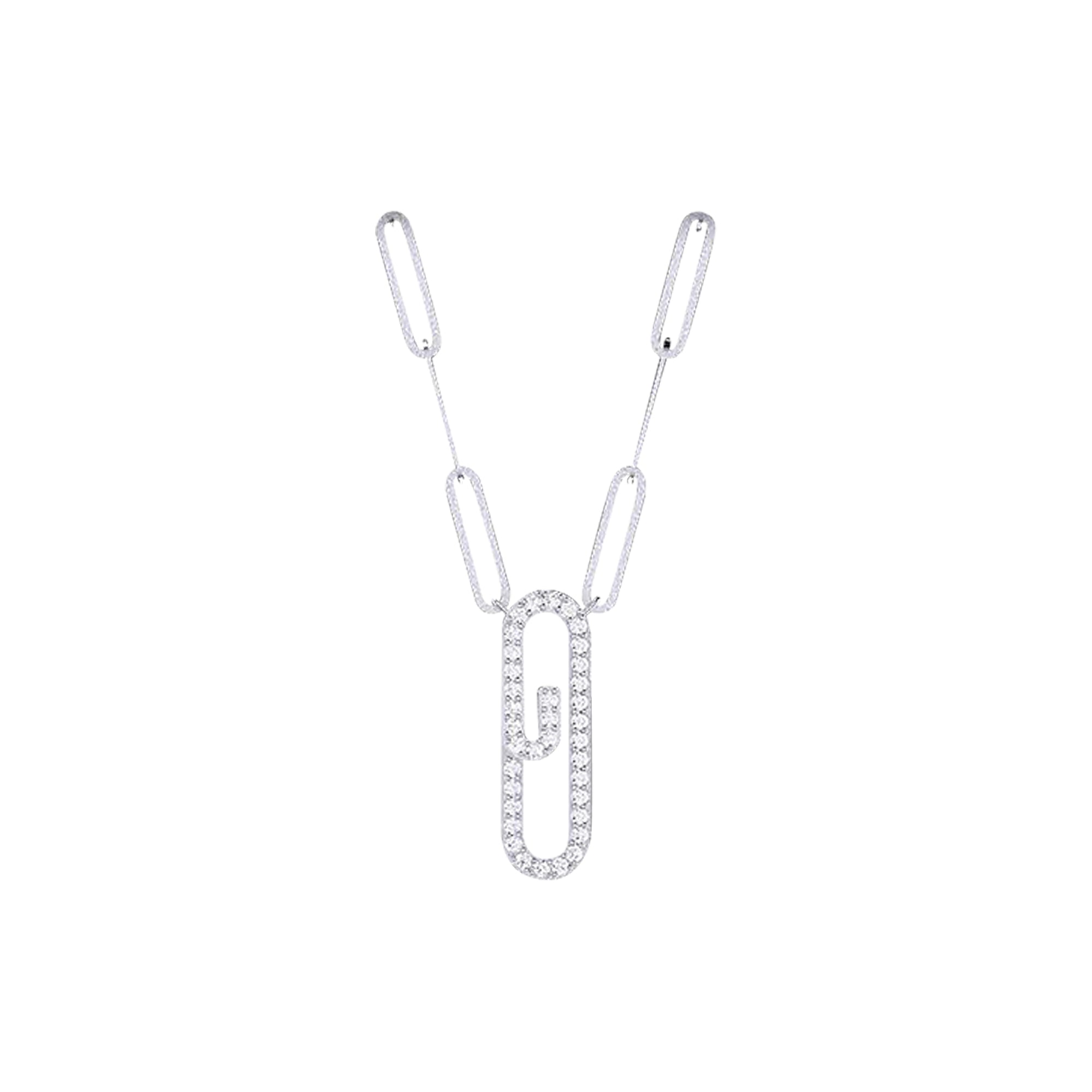 18K Gold and Diamonds Paperclip Necklace Hawaii