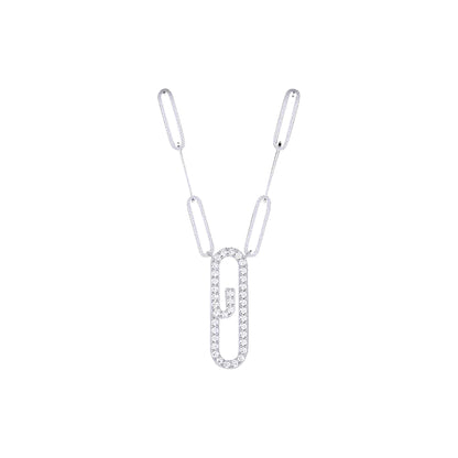 18K Gold and Diamonds Paperclip Necklace Hawaii