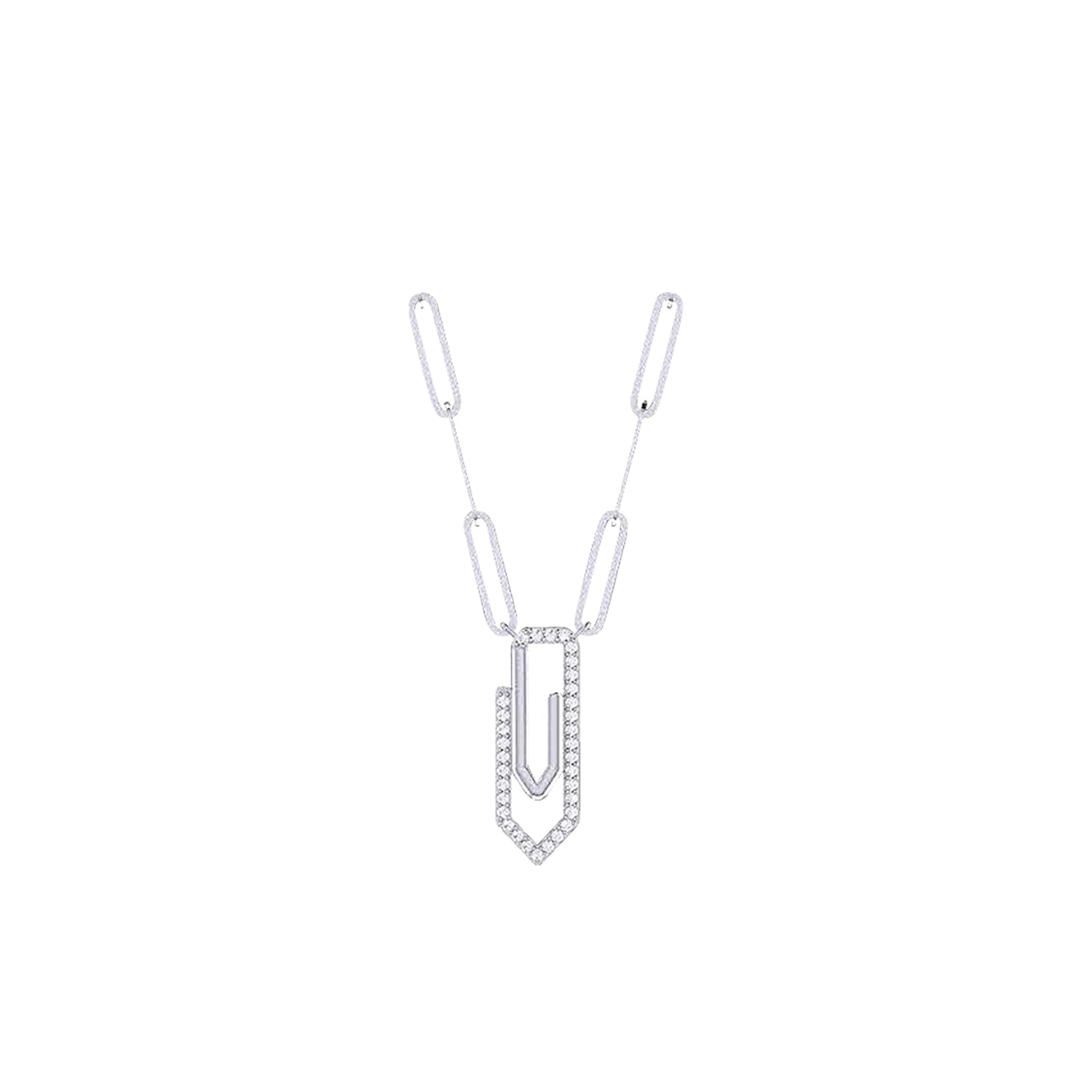 18K Gold and Diamonds Paperclip Necklace