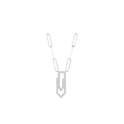 18K Gold and Diamonds Paperclip Necklace