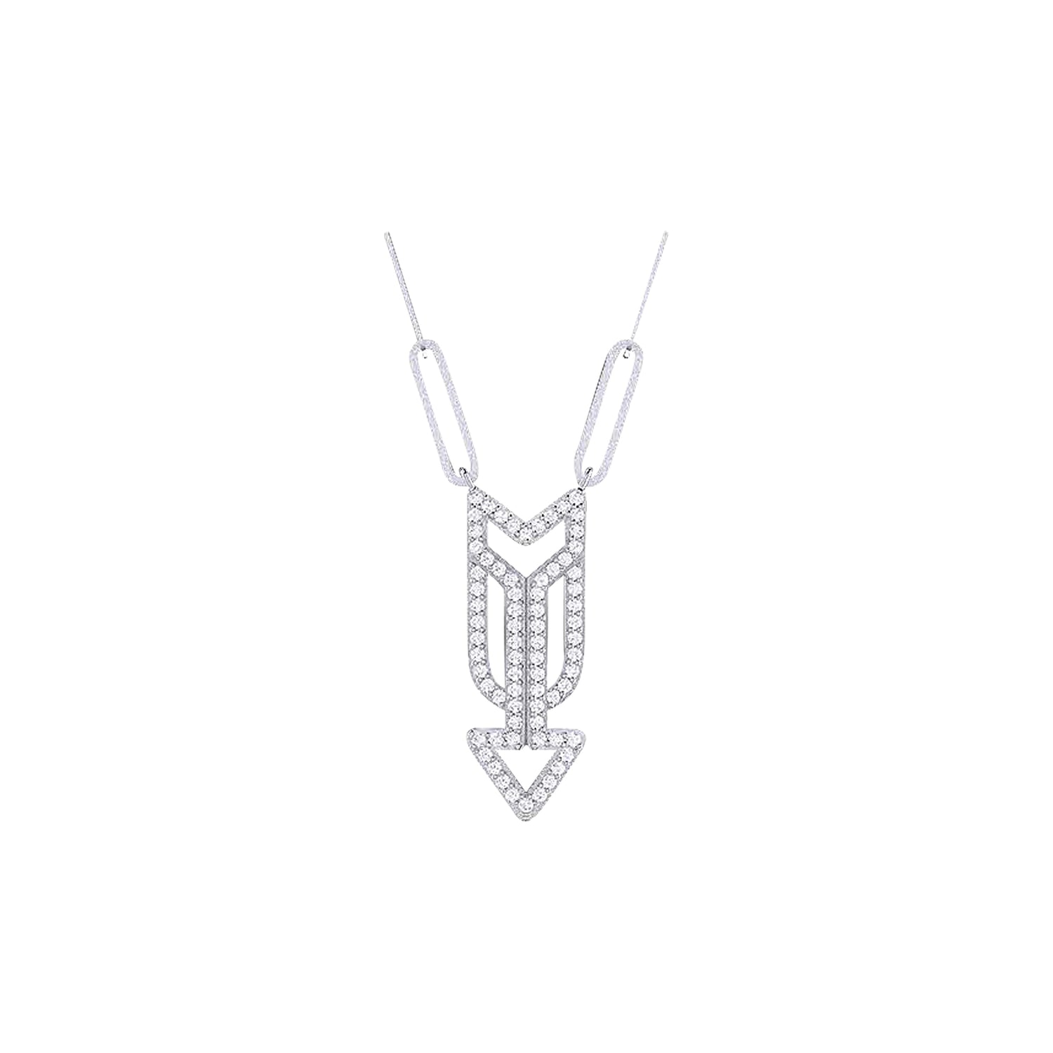 18K Gold and Diamonds Paperclip Necklace Maui