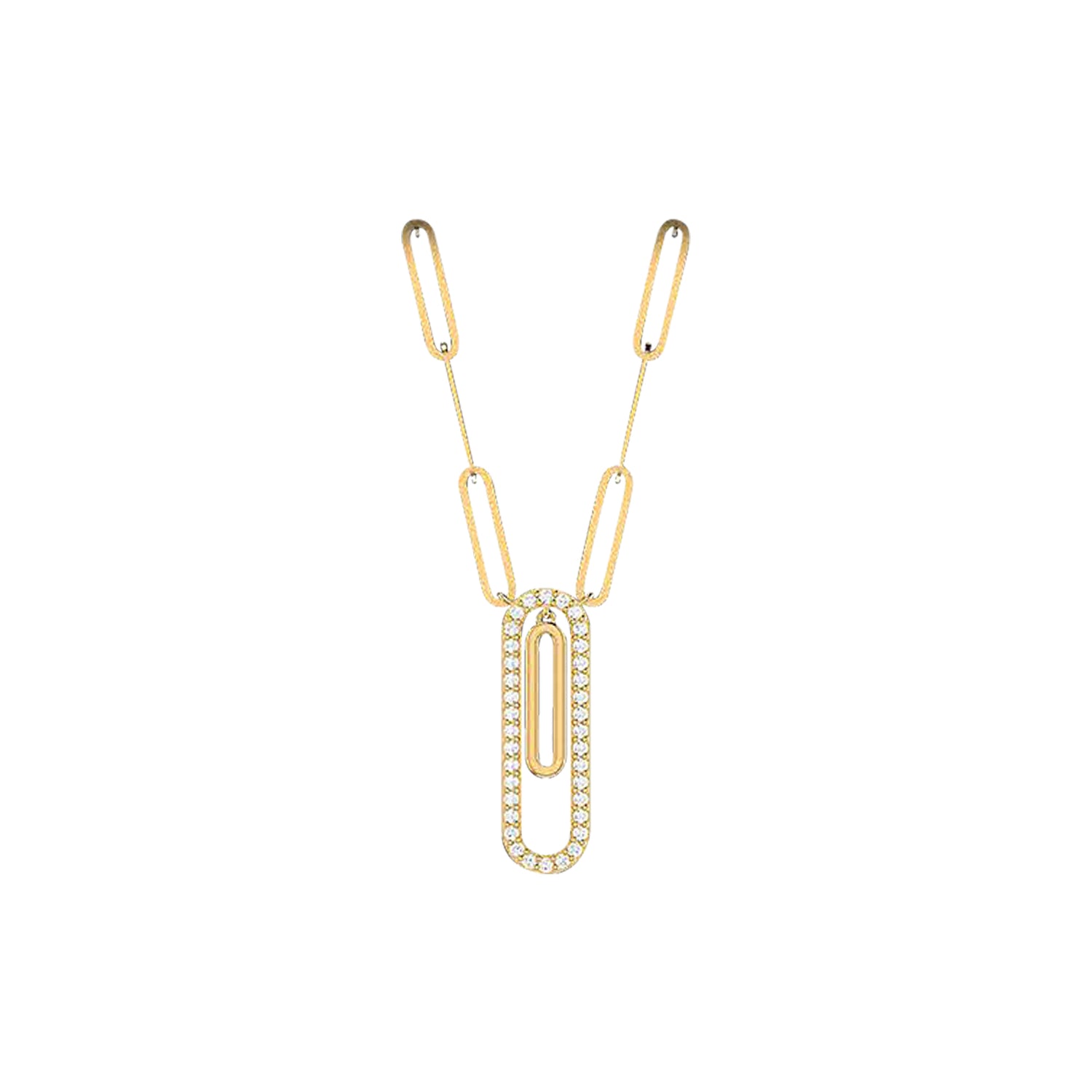 18K Gold and Diamonds Paperclip Necklace Maya