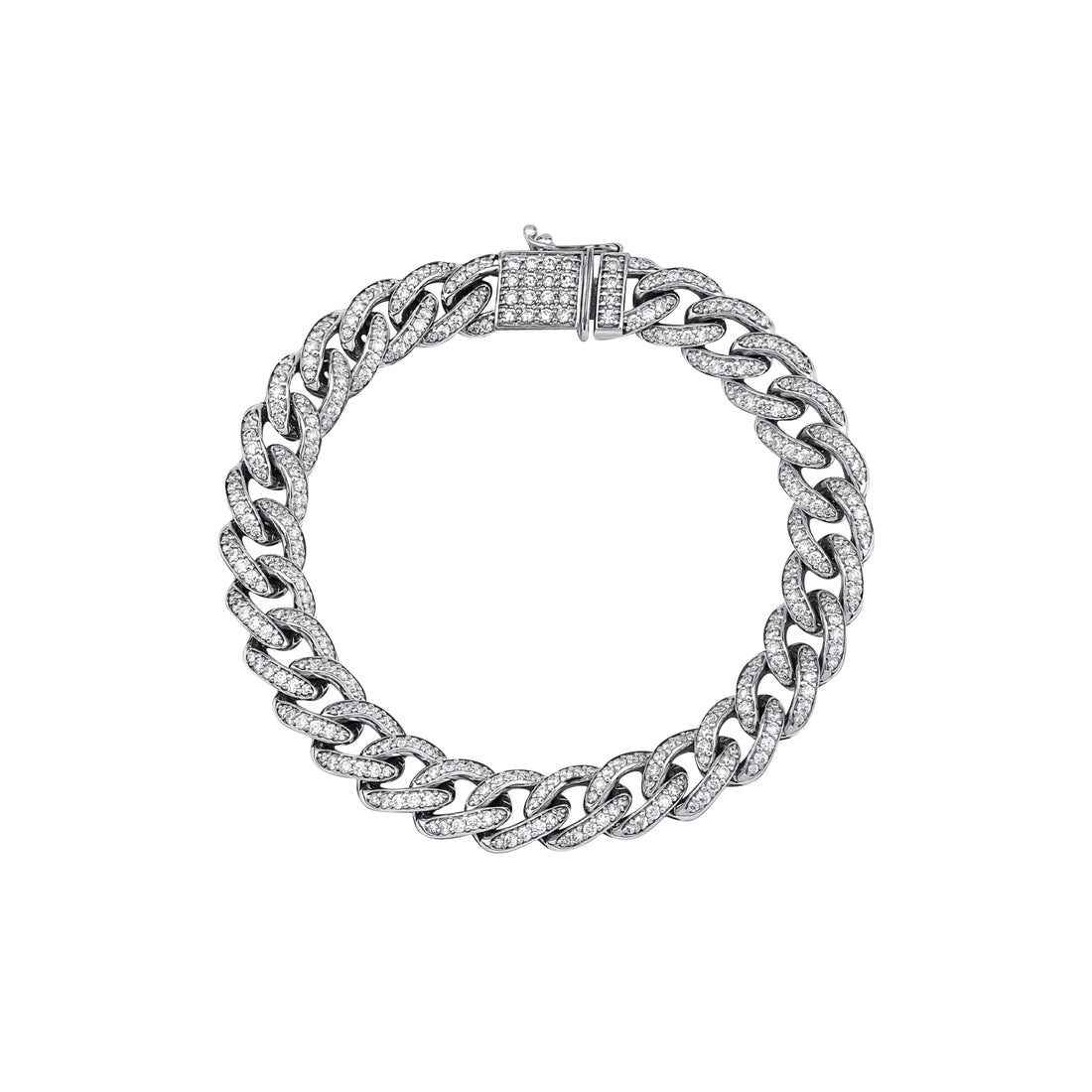 Bracelet Cubaine de Miami avec diamants en or solide 18 carats, 9,00 mm - fabriqué à la main