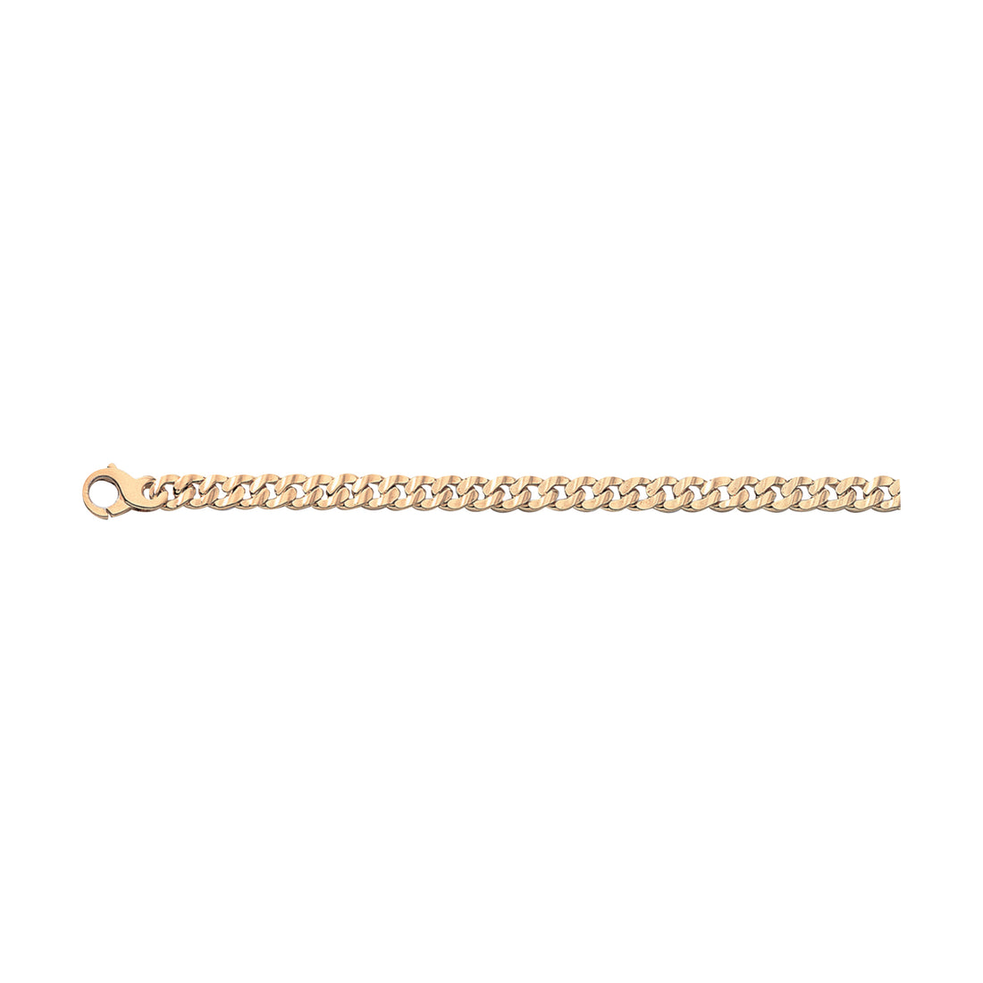 18K Solid Gold Oval Curb Diamond Cut Chain 7,00mm - HANDMADE