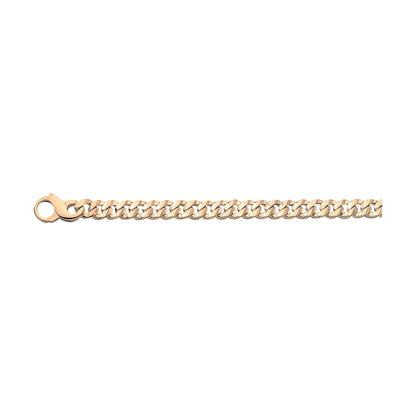 18K Solid Gold Oval Curb Diamond Cut Chain 8,60mm - HANDMADE
