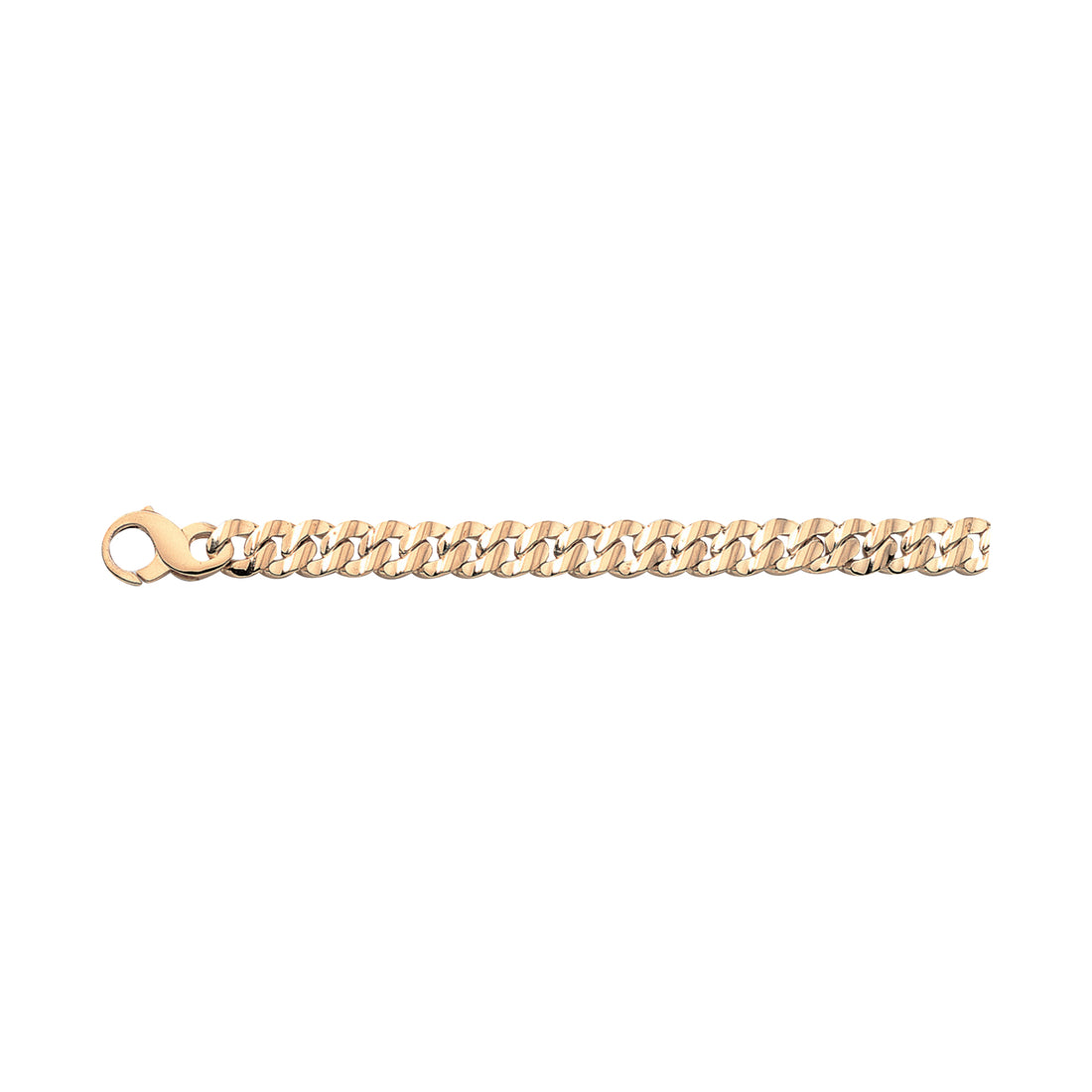 18K Solid Gold Oval Curb Diamond Cut Chain 10,00mm - HANDMADE