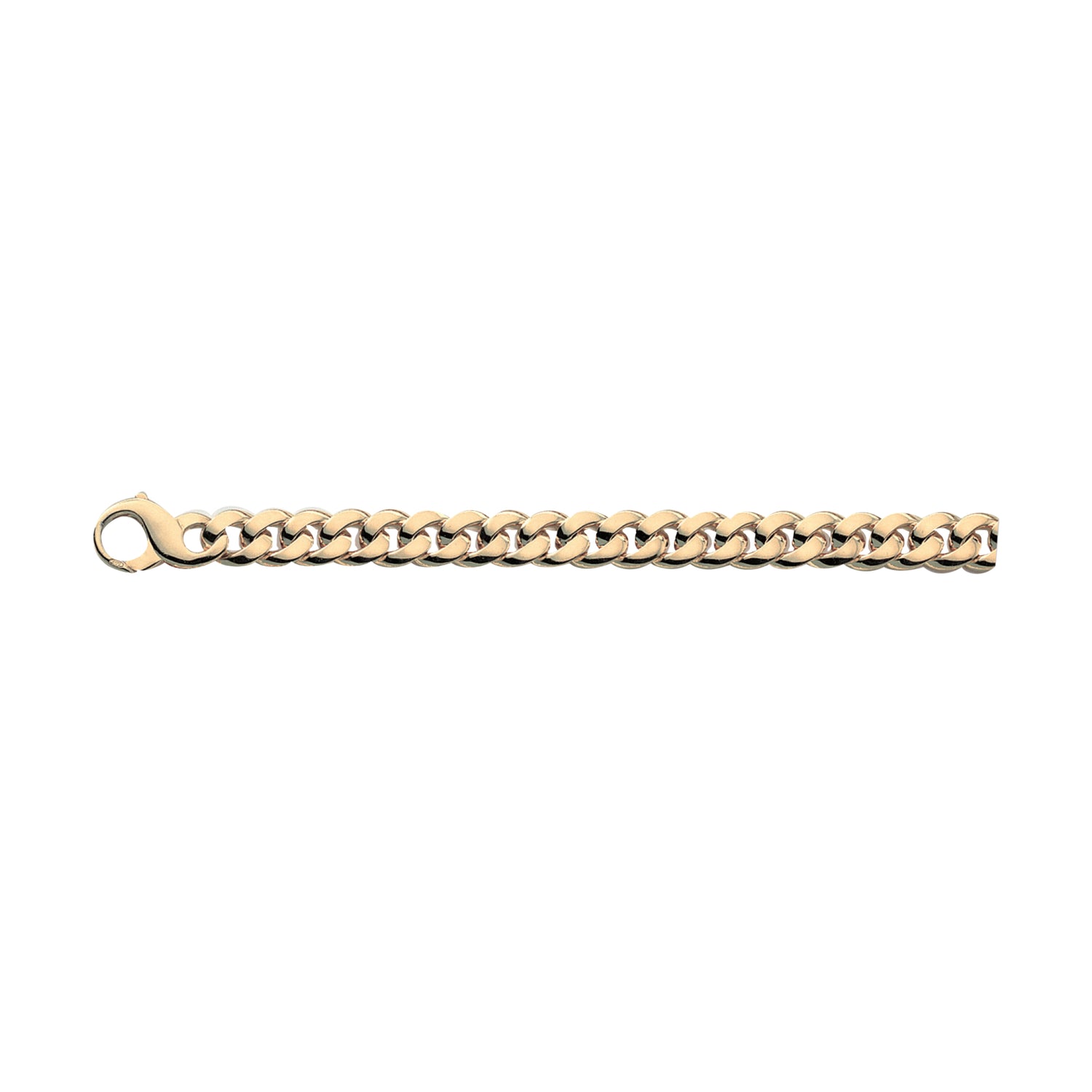 18K Solid Gold Oval Curb Chain 10,00mm - HANDMADE