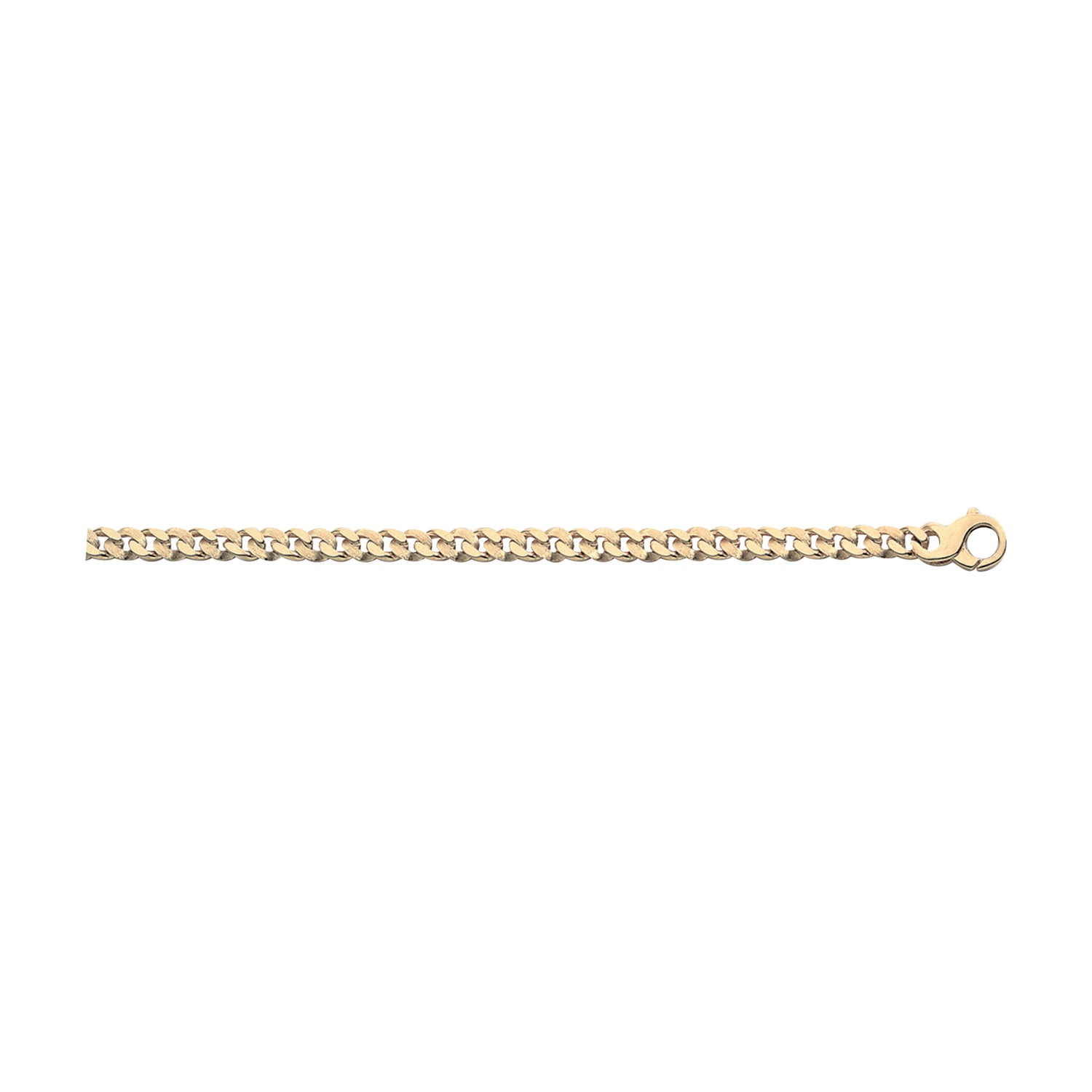 18K Solid Gold Oval Curb Half Brushed Chain 5,50mm - HANDMADE