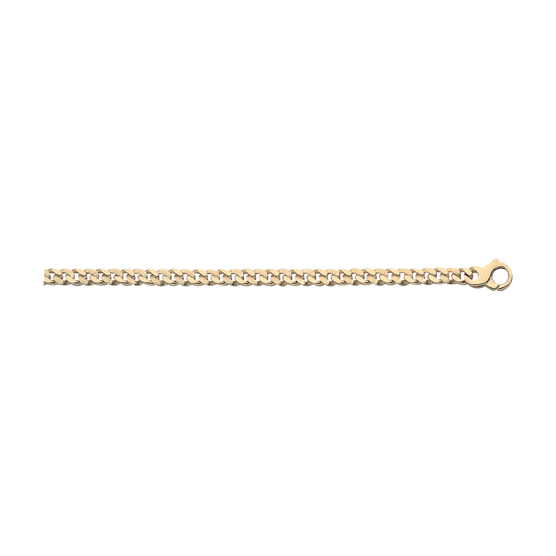 18K Solid Gold Oval Curb Half Brushed Chain 5,50mm - HANDMADE