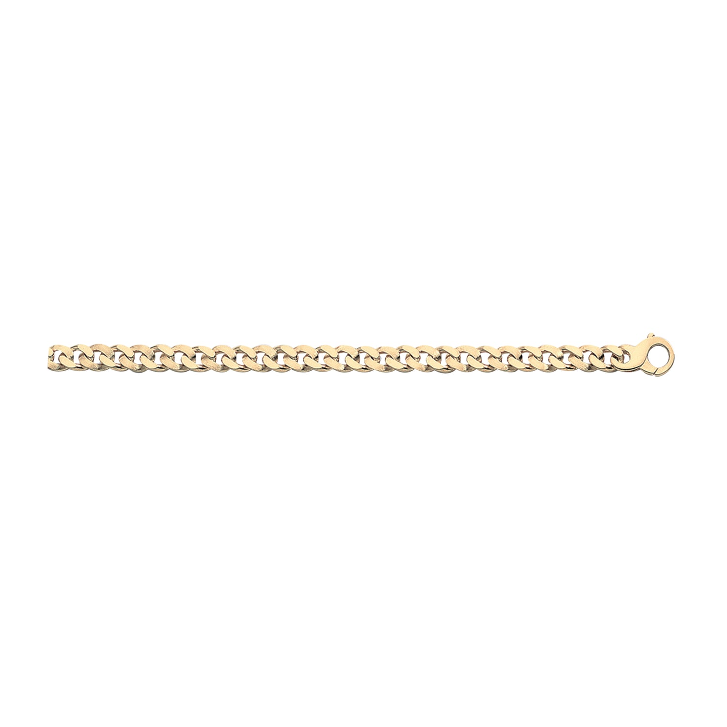 18K Solid Gold Oval Curb Half Brushed Chain 7,00mm - HANDMADE