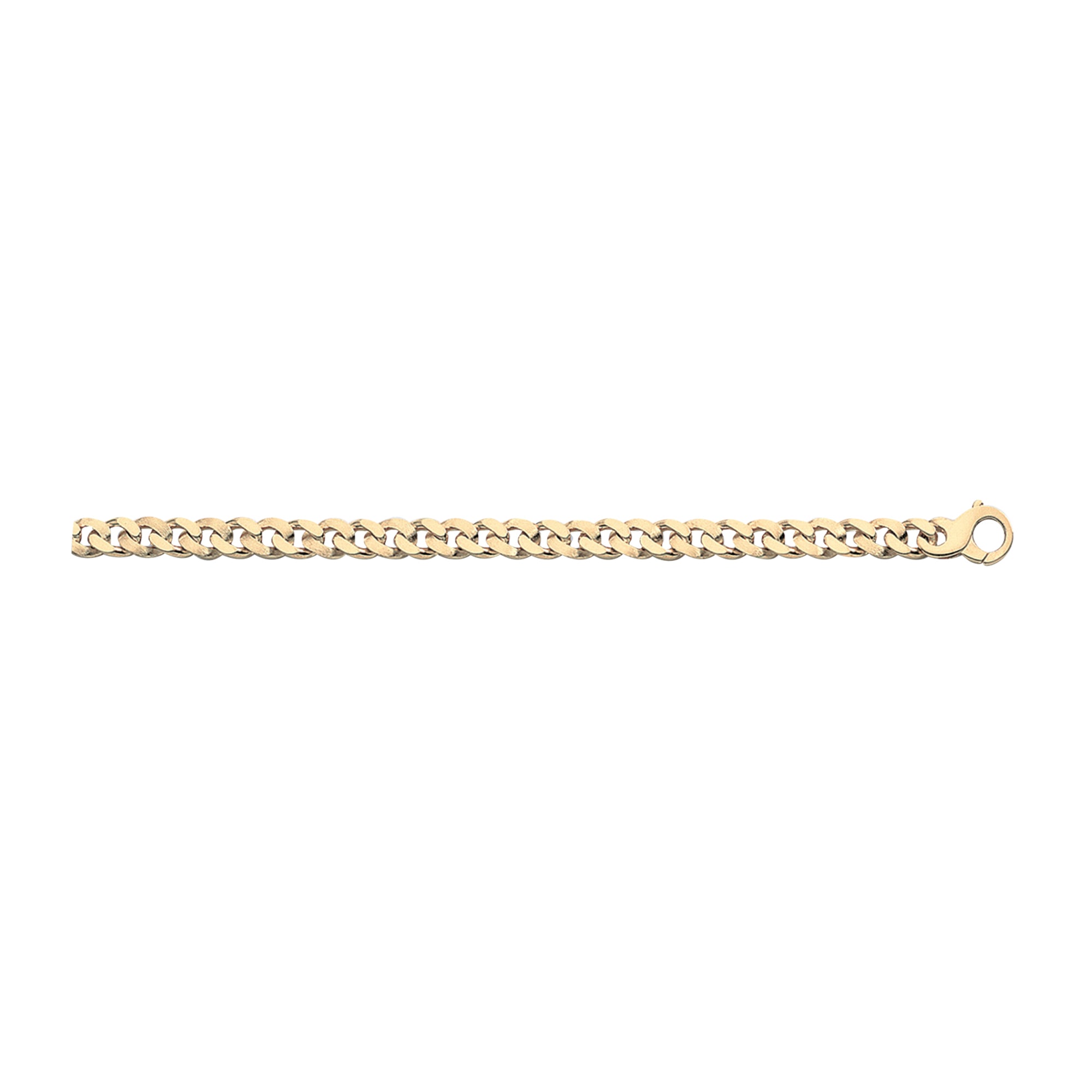 18K Solid Gold Oval Curb Half Brushed Chain 7,00mm - HANDMADE