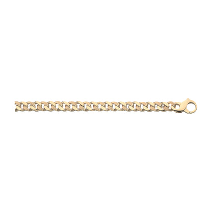 18K Solid Gold Oval Curb Half Brushed Chain 8,60mm - HANDMADE