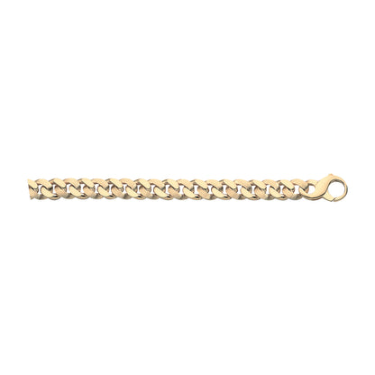18K Solid Gold Oval Curb Half Brushed Chain 10,00mm - HANDMADE
