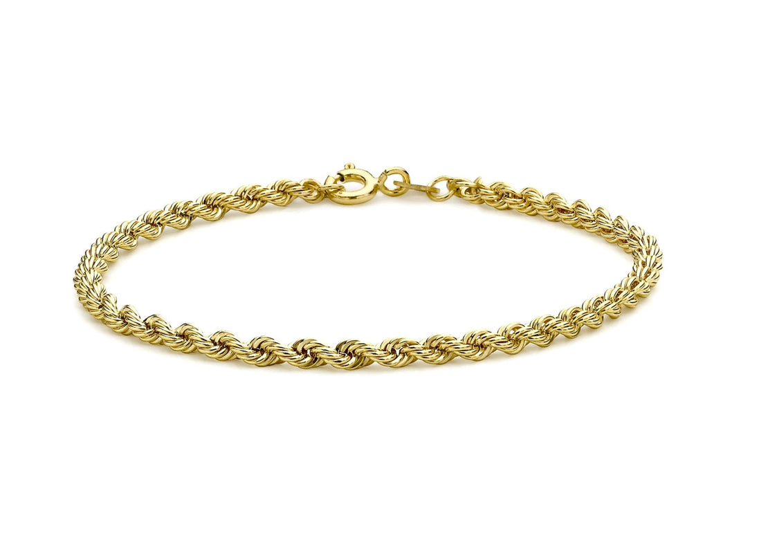 14K Gold Rope Bracelet 3,40mm lab grown diamonds