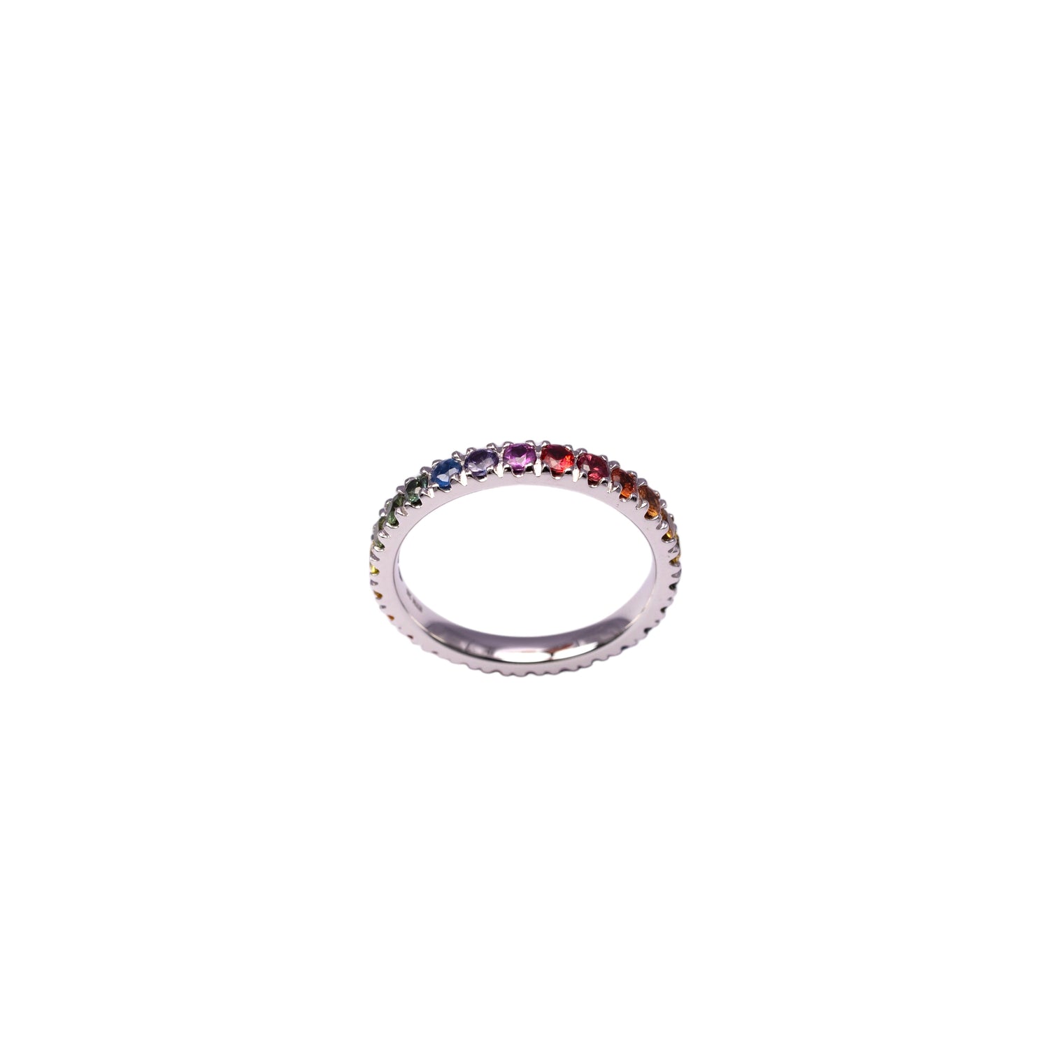 18K Gold Eternity Rainbow Ring - 3,00 ct Sapphires