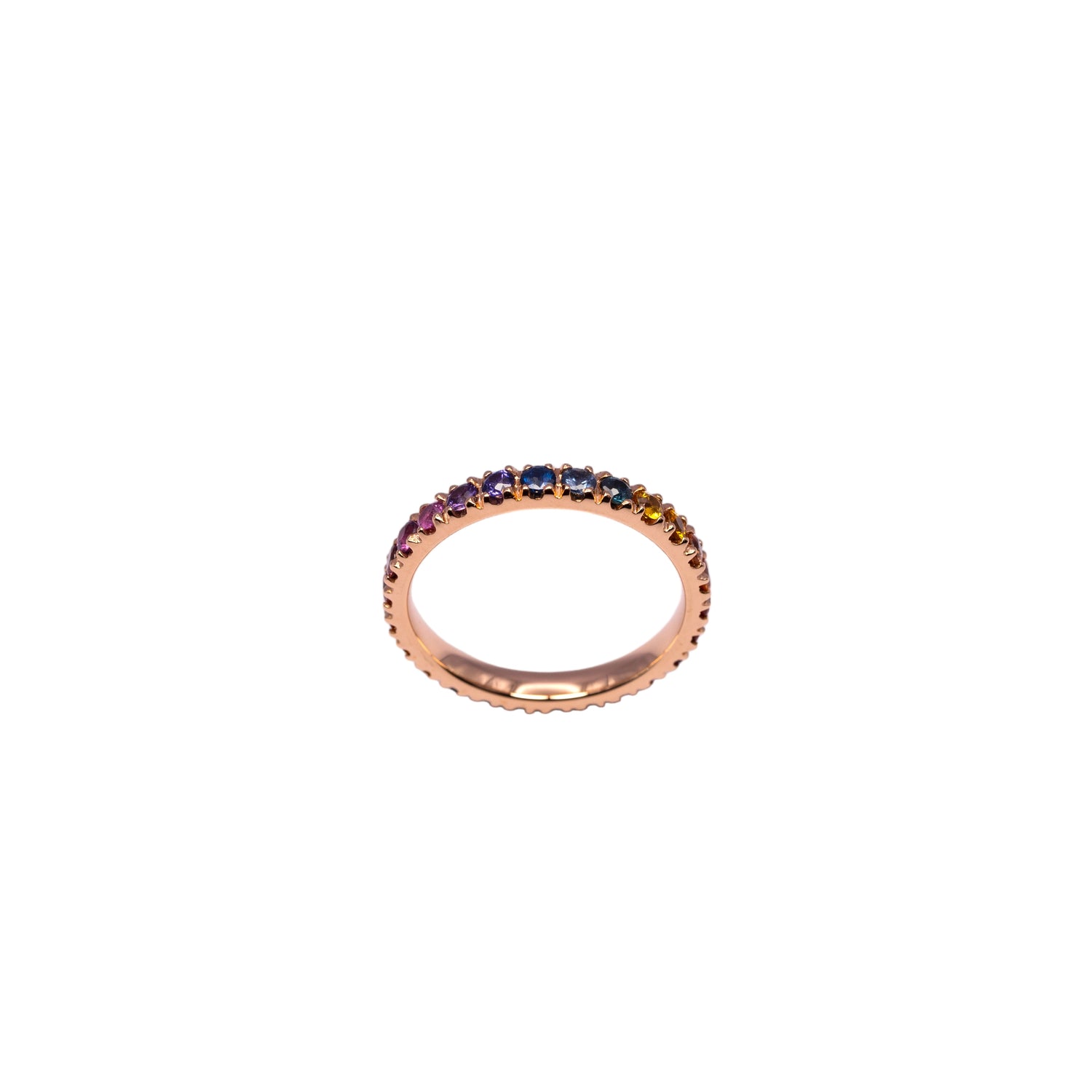 18K Gold Ewigkeit Rainbow Ring - 1,50 Karat Saphire