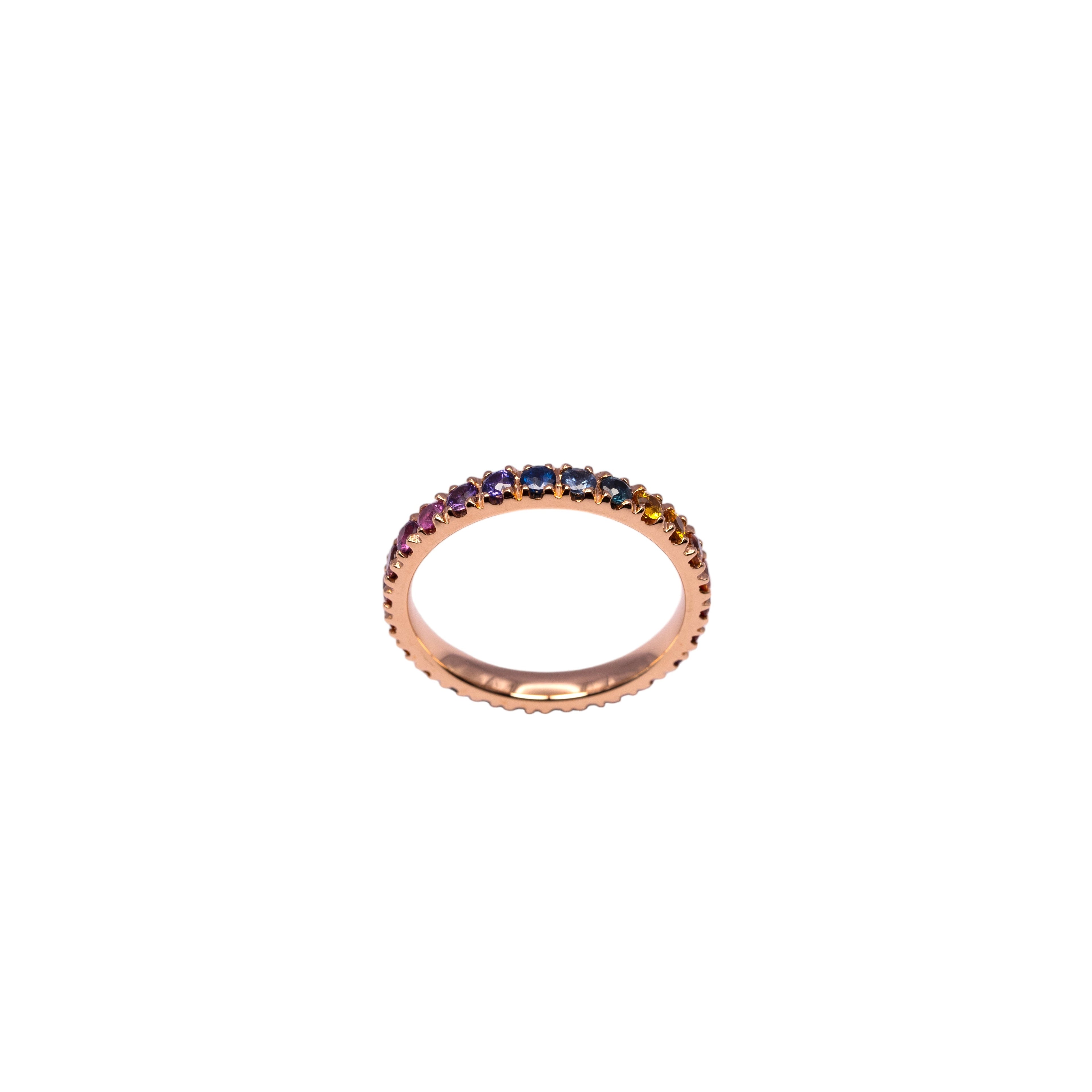 18K Gold Eternity Rainbow Ring - 2,00 ct Sapphires