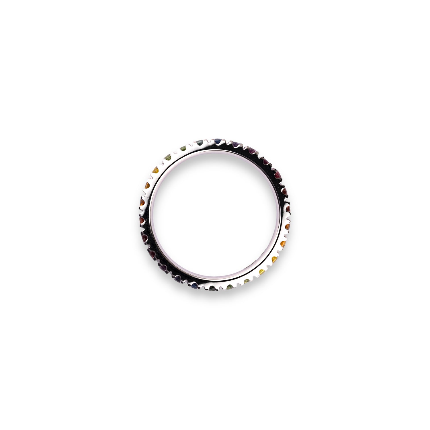 18K Gold Eternity Rainbow Ring - 1 ct Sapphires