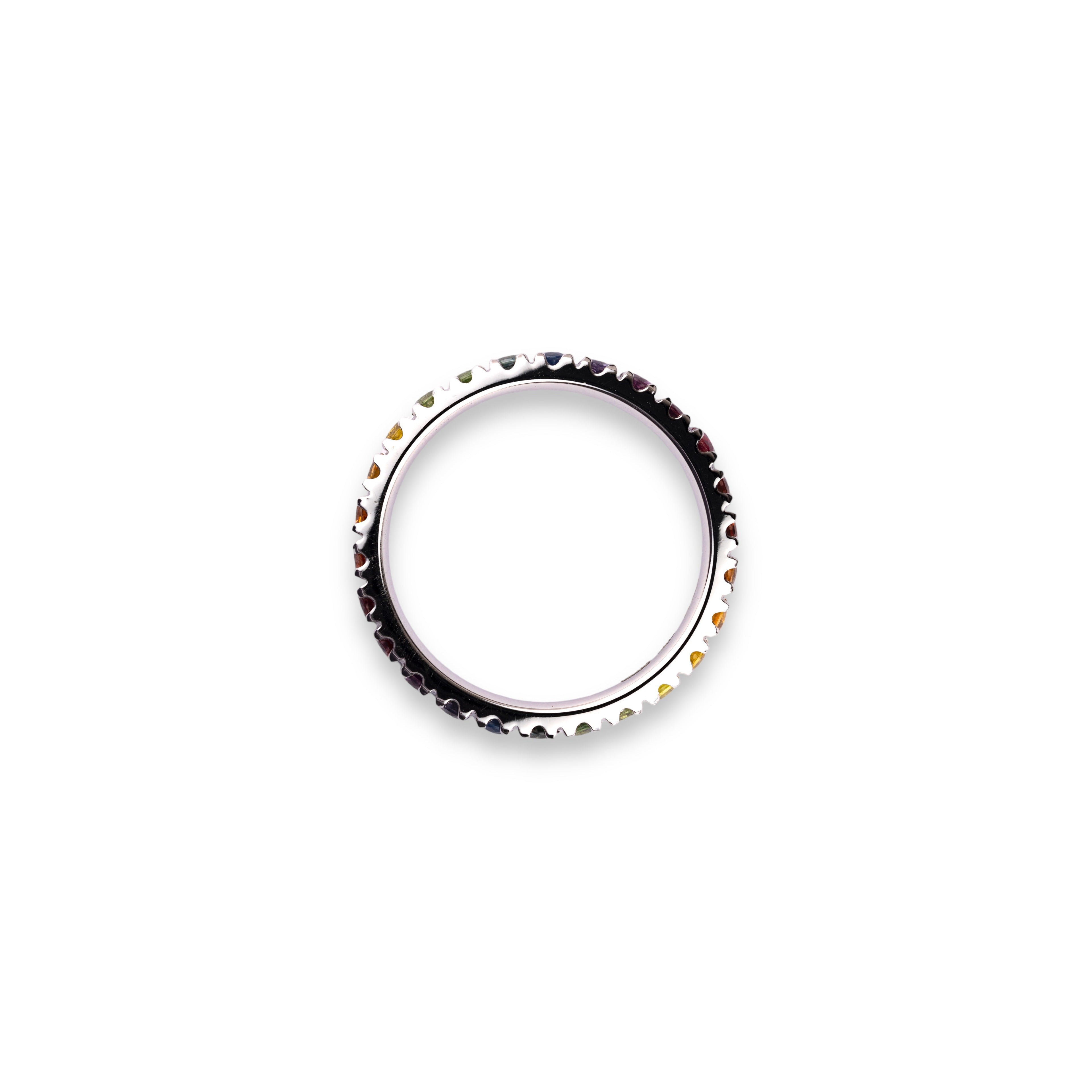 18K Gold Eternity Rainbow Ring - 4,50 ct Sapphires