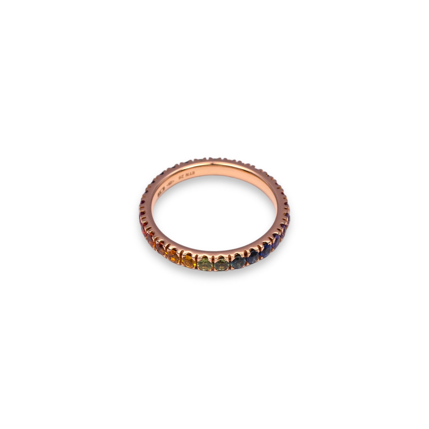 18K Gold Eternity Rainbow Ring - 4,50 ct Sapphires