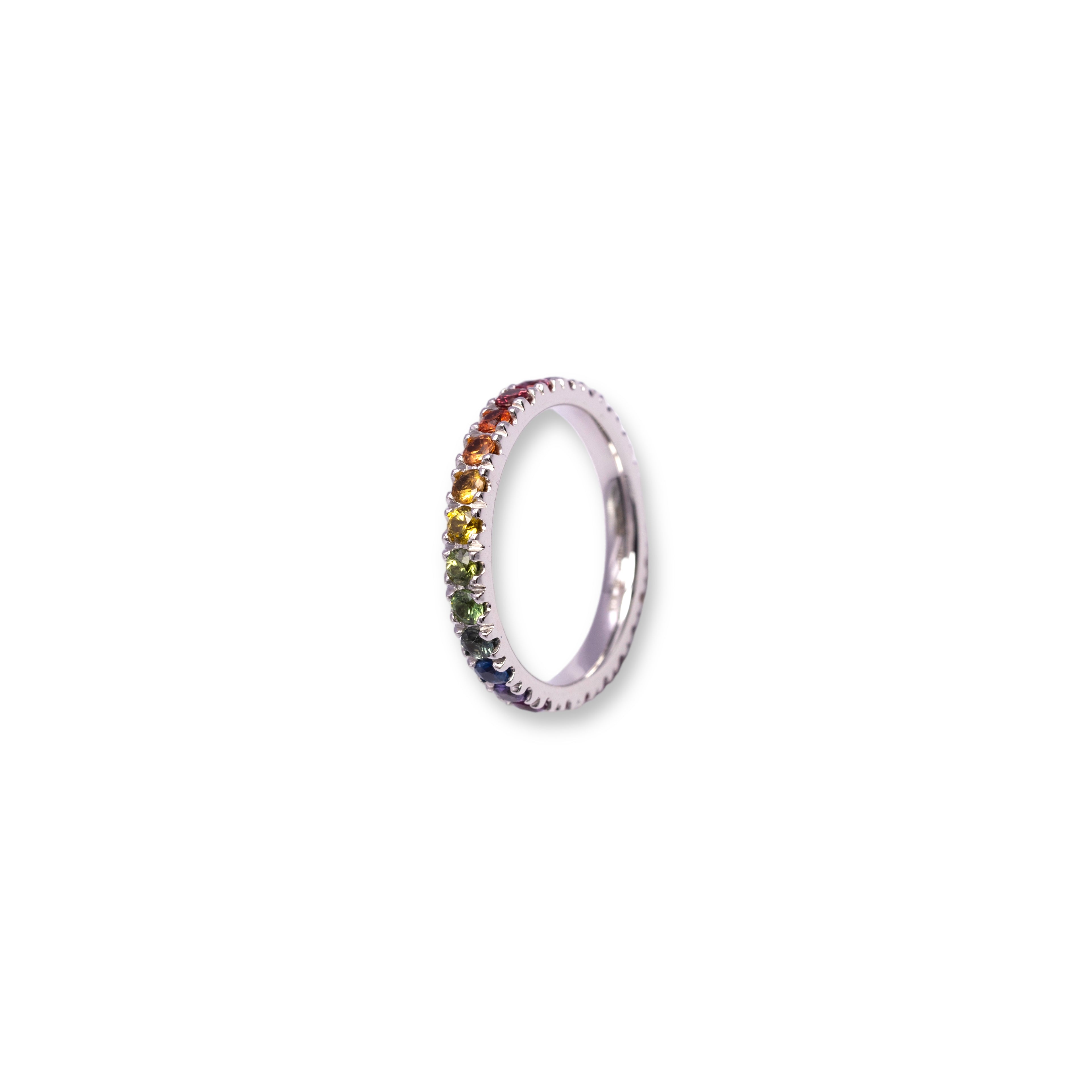 18K Gold Eternity Rainbow Ring - 1,50 ct Sapphires