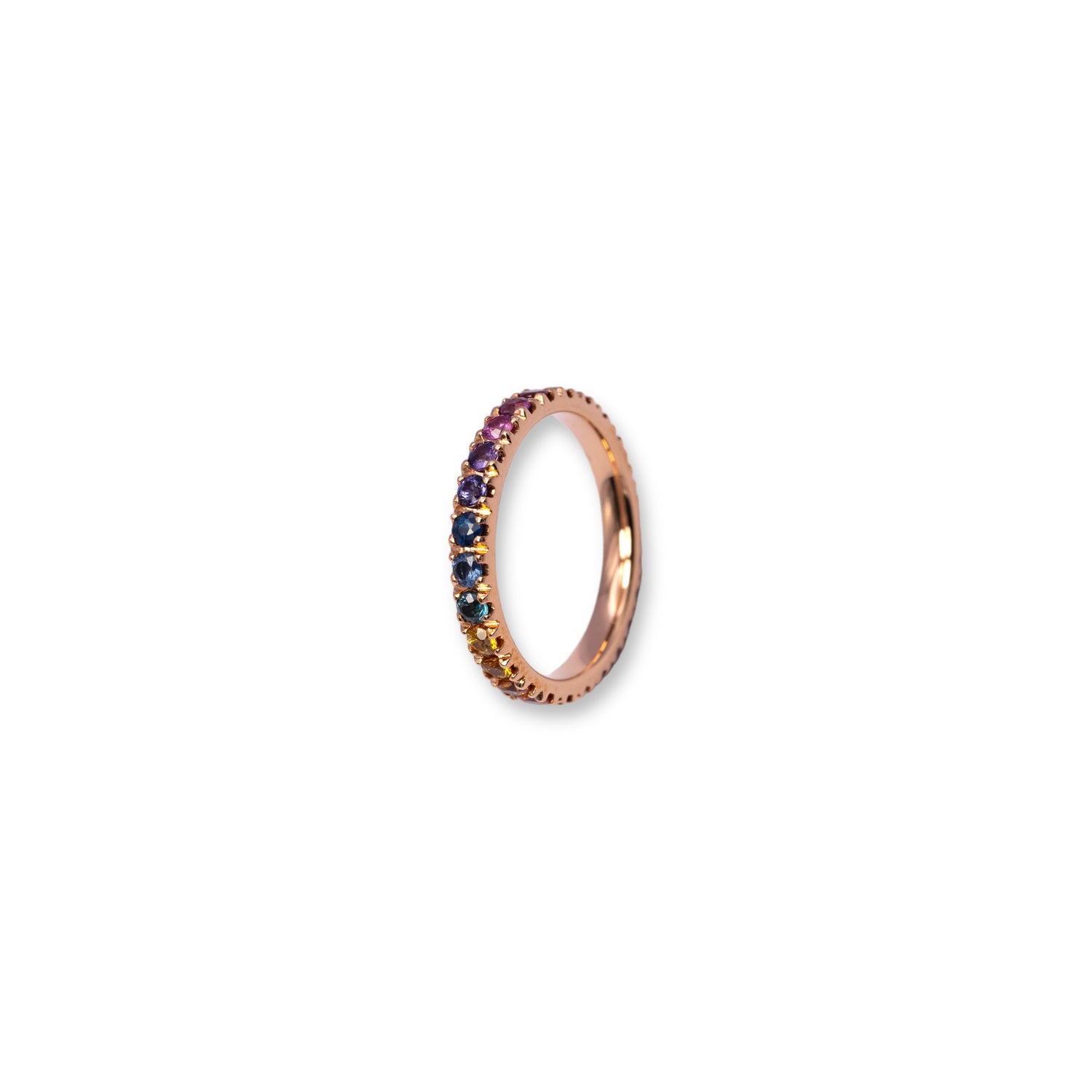 18K Gold Eternity Rainbow Ring - 3,00 ct Sapphires