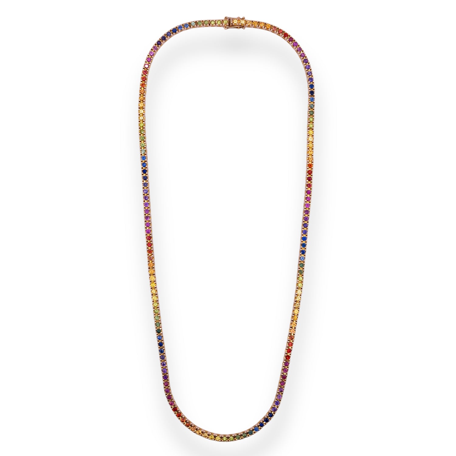 18K Gold Rainbow Sapphires Necklace