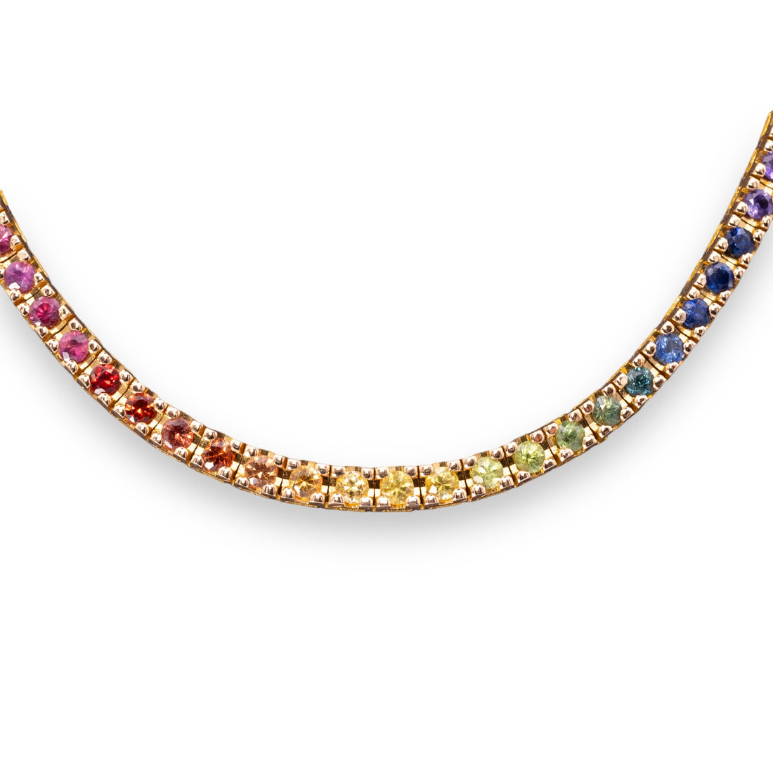 18K Gold Rainbow Sapphires Necklace Fine